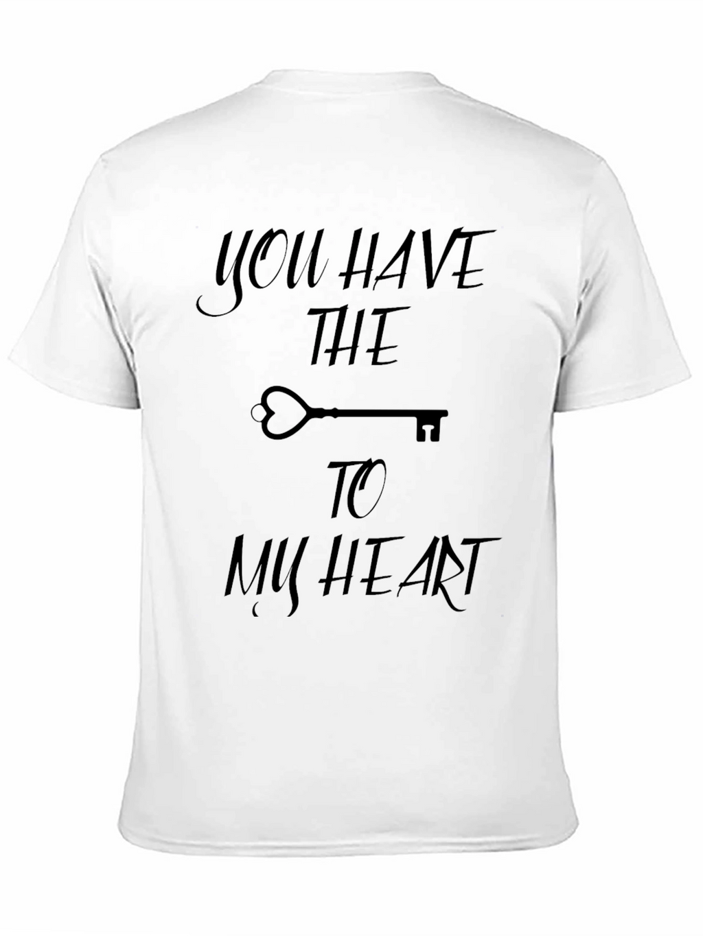 Heart Key Graphic Tee - Black Cotton Blend T-Shirt