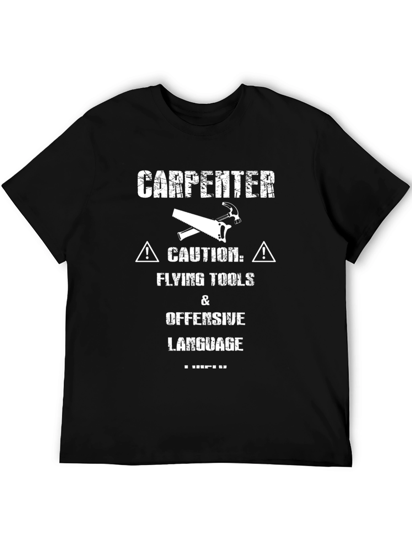 Carpenter Caution Funny Black T-Shirt