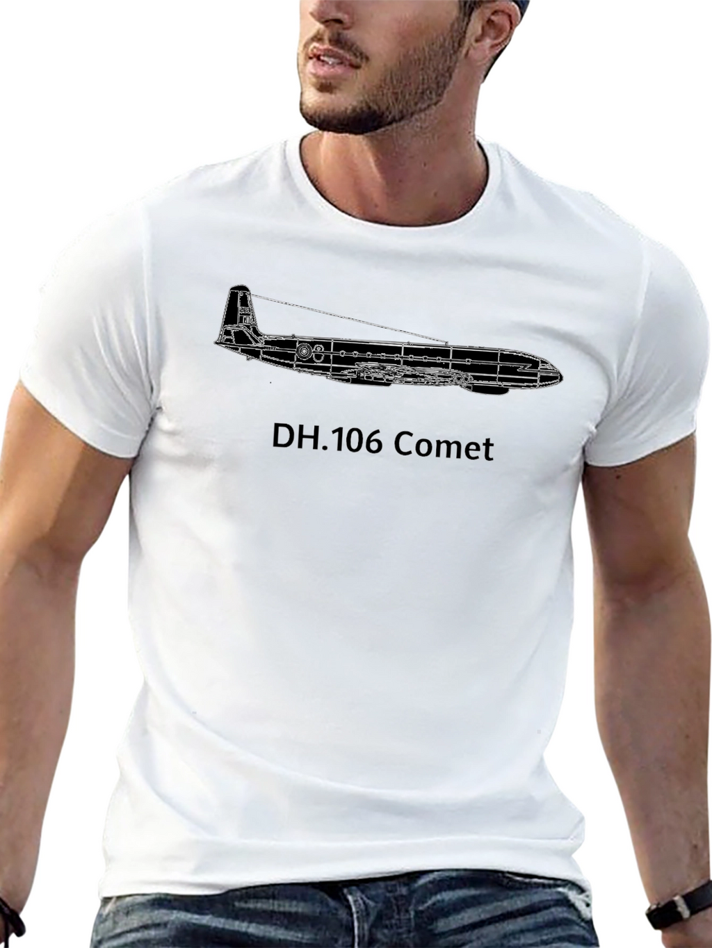 DH.106 Comet Airplane Blueprint Graphic T-Shirt