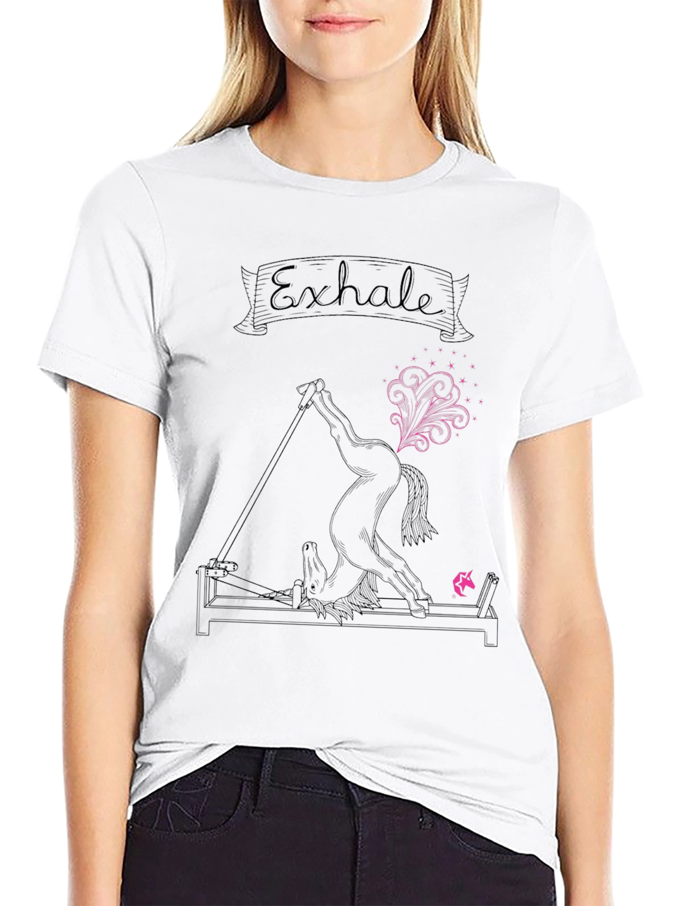 Exhale Unicorn Yoga Funny Graphic T-Shirt