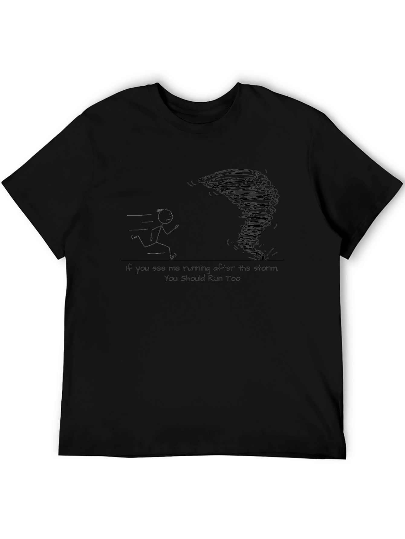 Run From the Storm Black Graphic T-Shirt