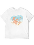 Heart Dolphin Coral Reef Graphic T-Shirt