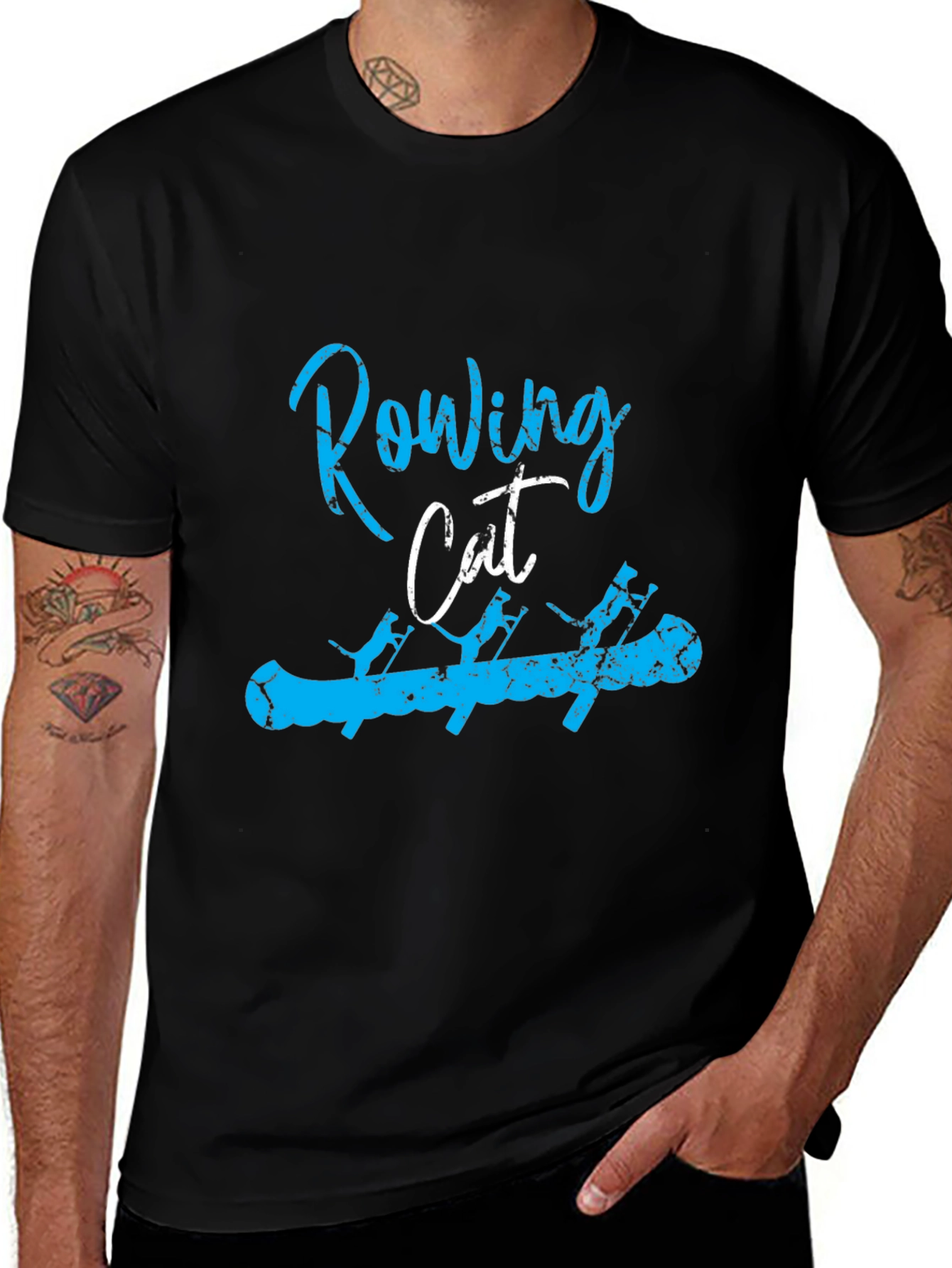 Rowing Cat T-Shirt - Unique Design