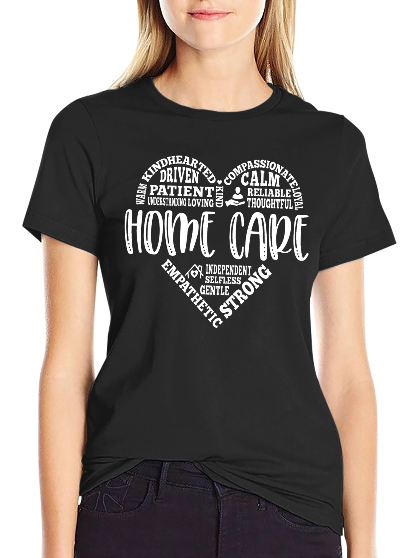 Home Care Heart Word Art T-Shirt