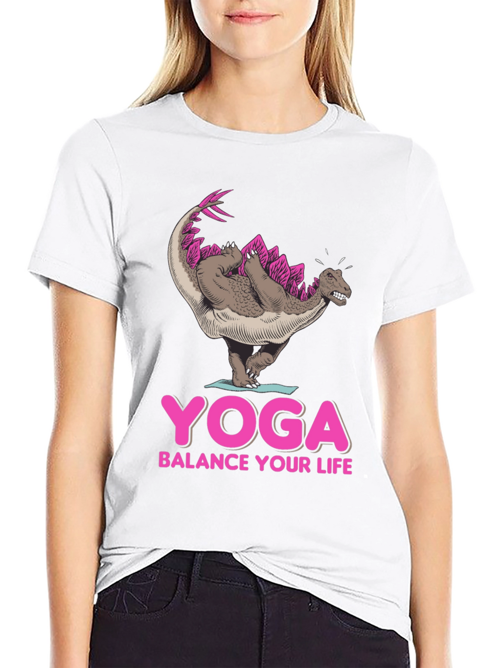 Yoga Dinosaur Graphic Tee - Balance Your Life