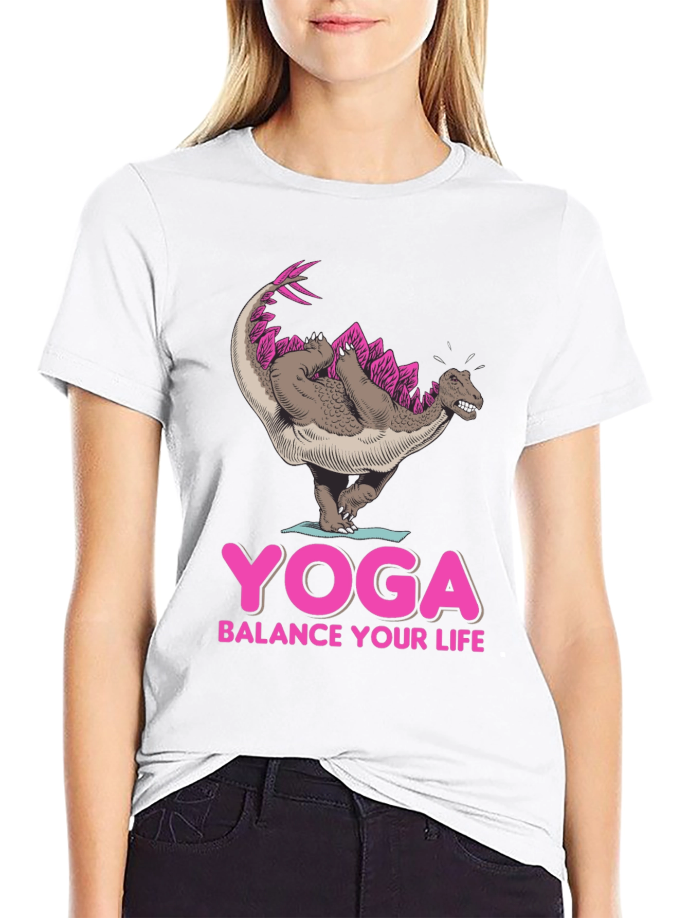 Yoga Dinosaur Graphic Tee - Balance Your Life