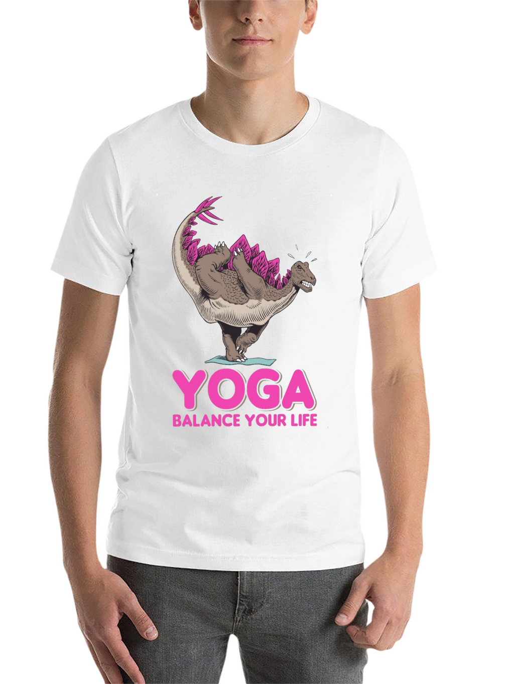 Yoga Dinosaur Graphic Tee - Balance Your Life