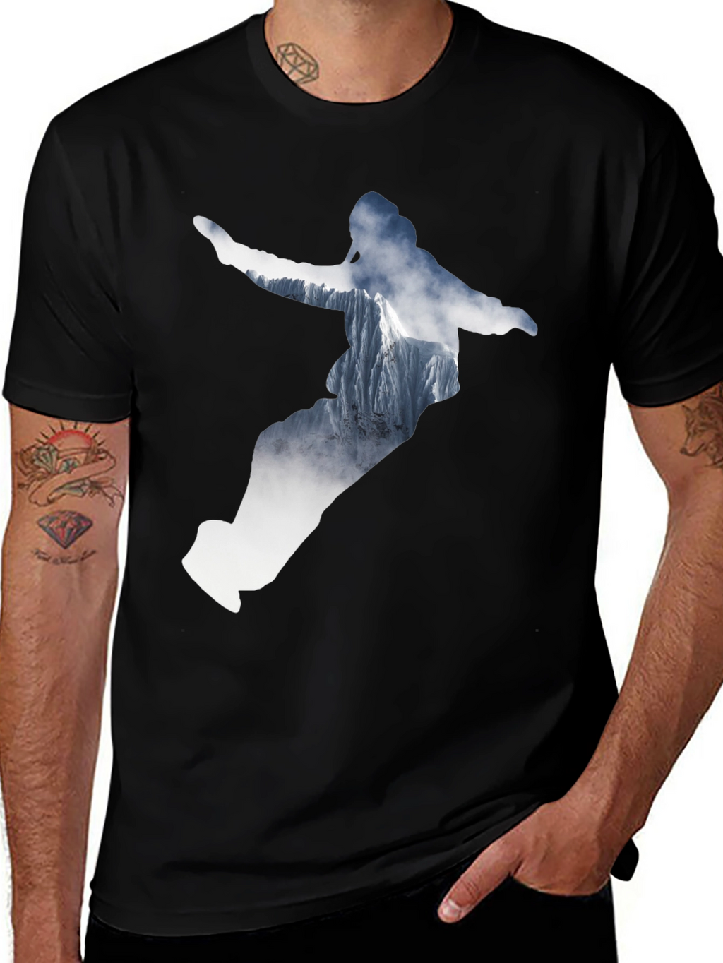 Mountain Rider Graphic Tee - Black Cotton Shirt