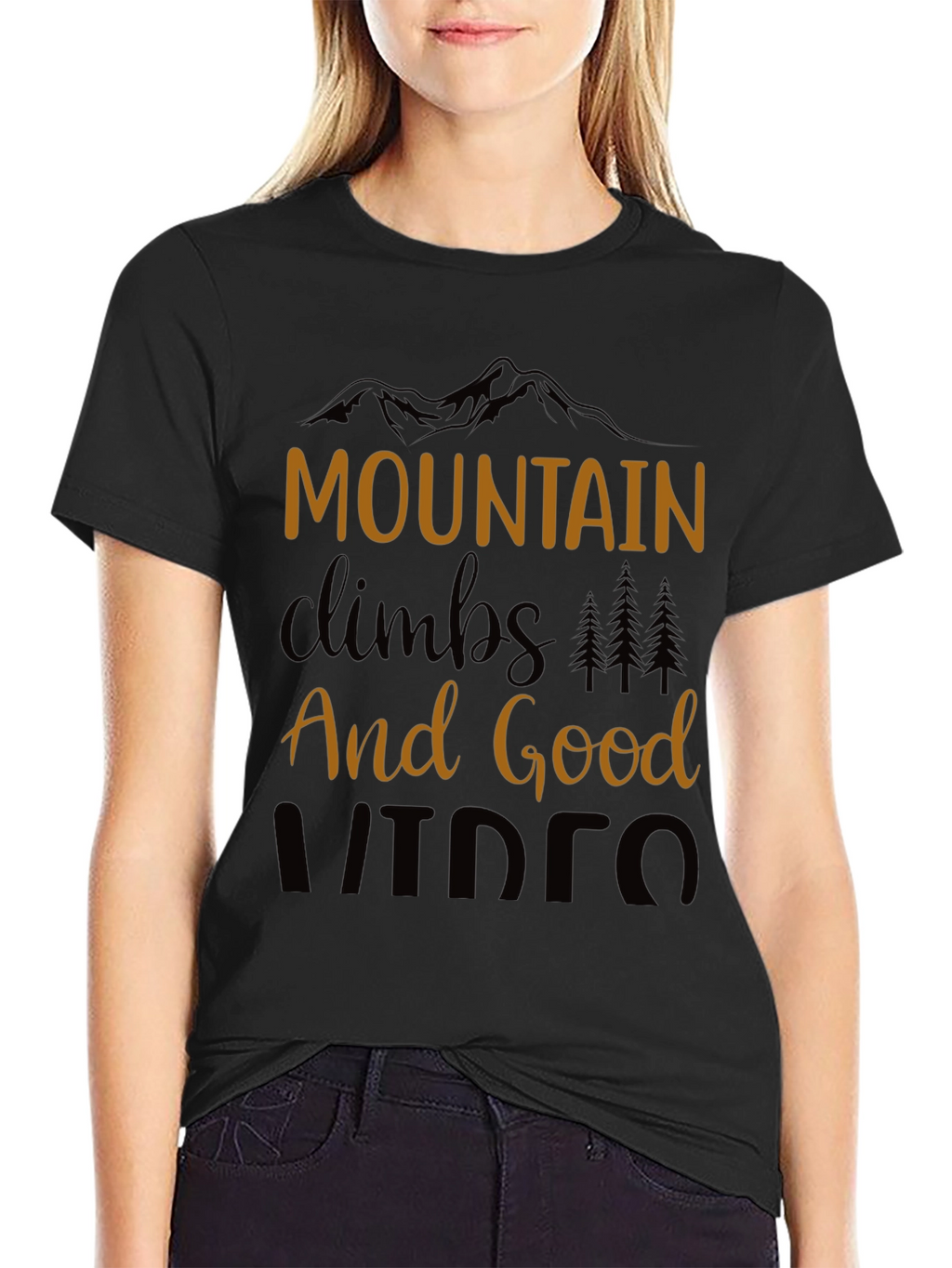 Mountain Climbs and Good Videos Black T-Shirt