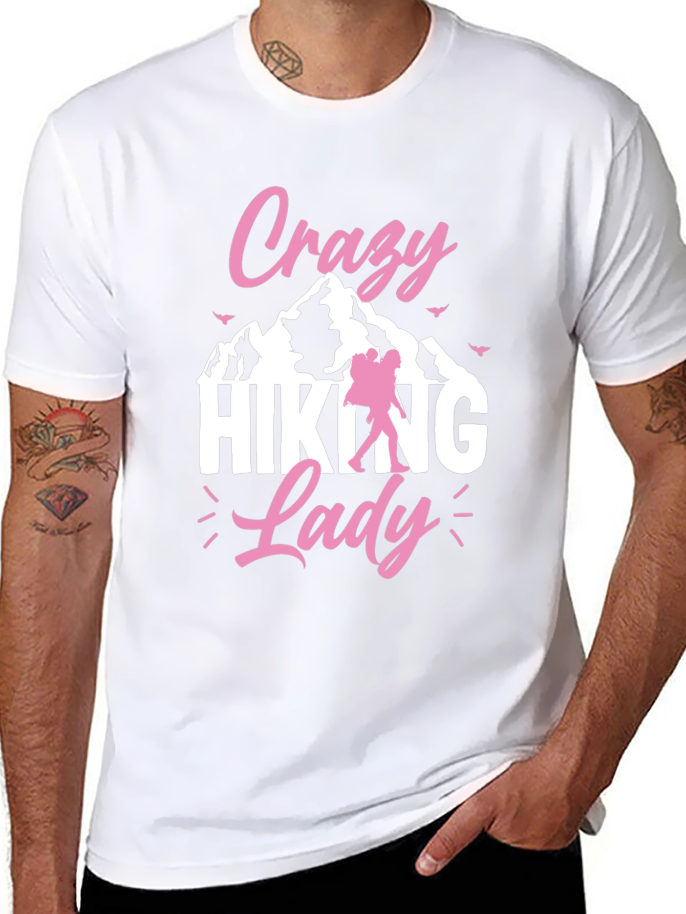 Crazy Hiking Lady Black T-Shirt