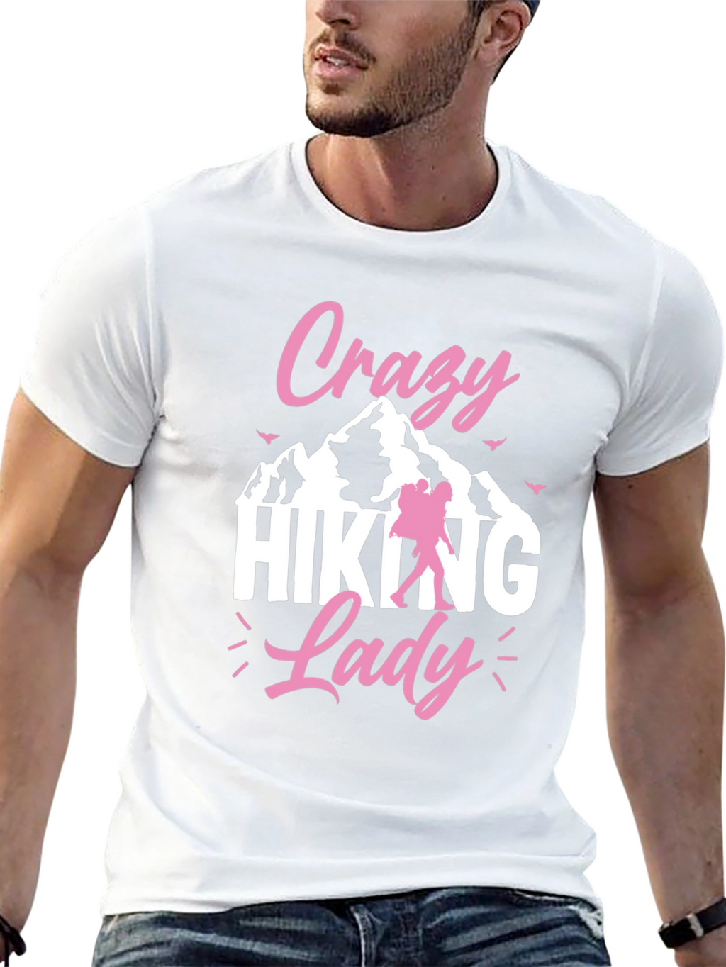 Crazy Hiking Lady Black T-Shirt