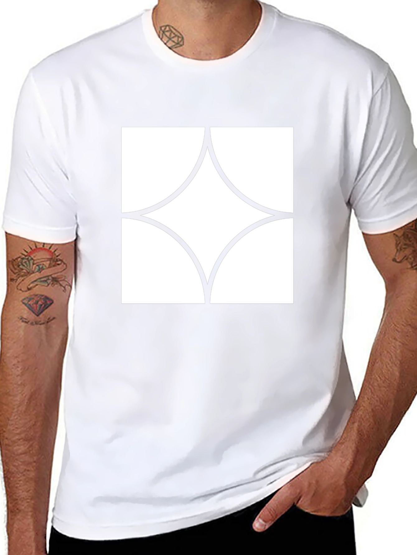 Modern Graphic Tee - Black with White Diamond Design