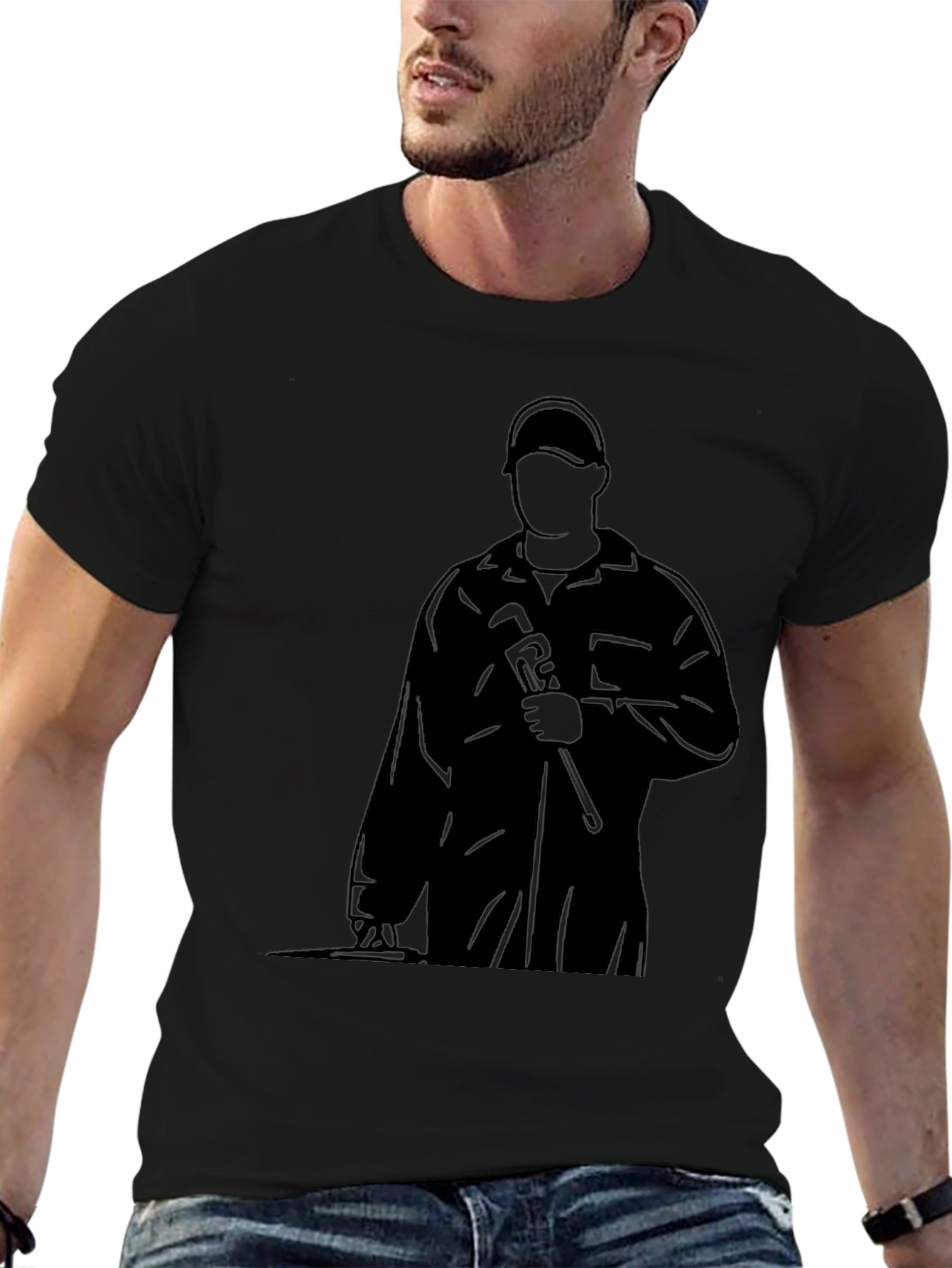 Plumber Silhouette Black T-Shirt