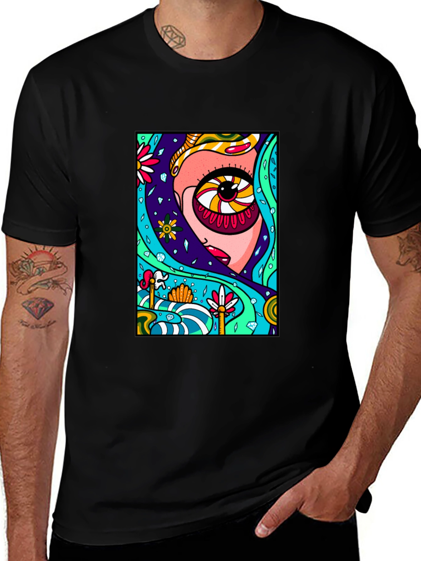 Psychedelic Eye Graphic Black Tee