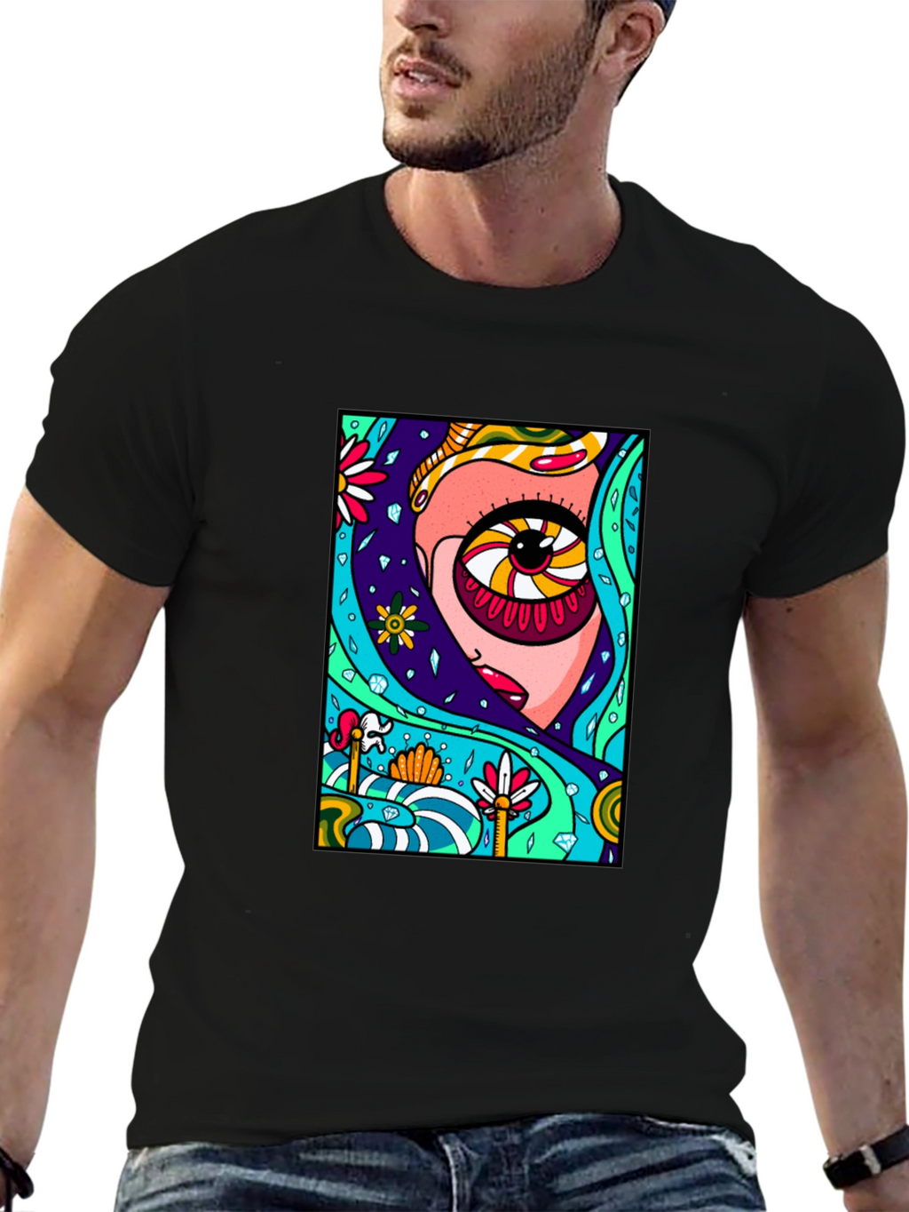 Psychedelic Eye Graphic Black Tee