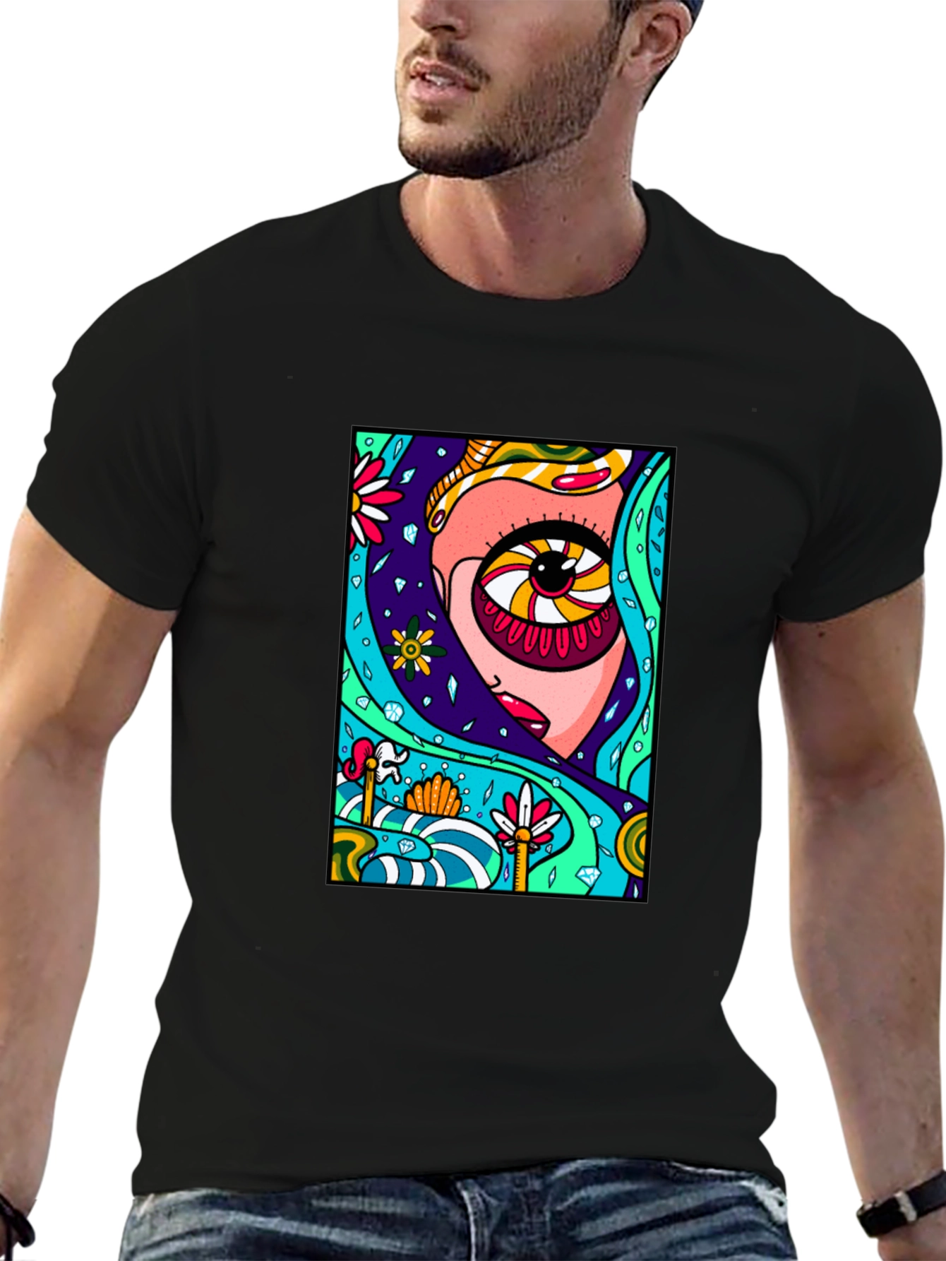 Psychedelic Eye Graphic Black Tee