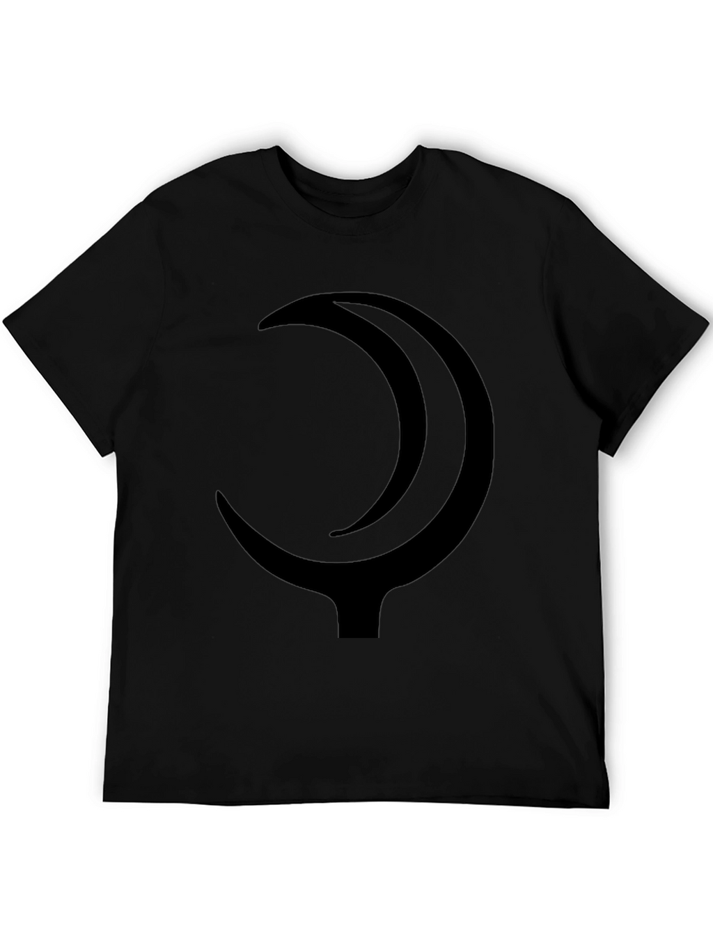 Minimalist Crescent Moon Graphic Black T-Shirt
