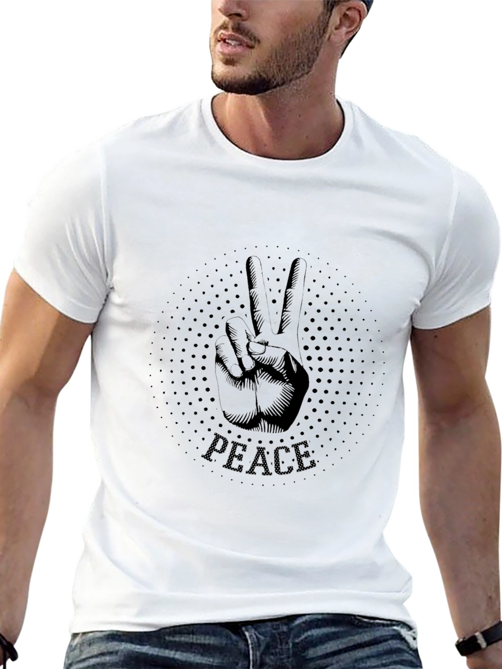 Peace Sign Graphic T-Shirt - Mens Black Tee