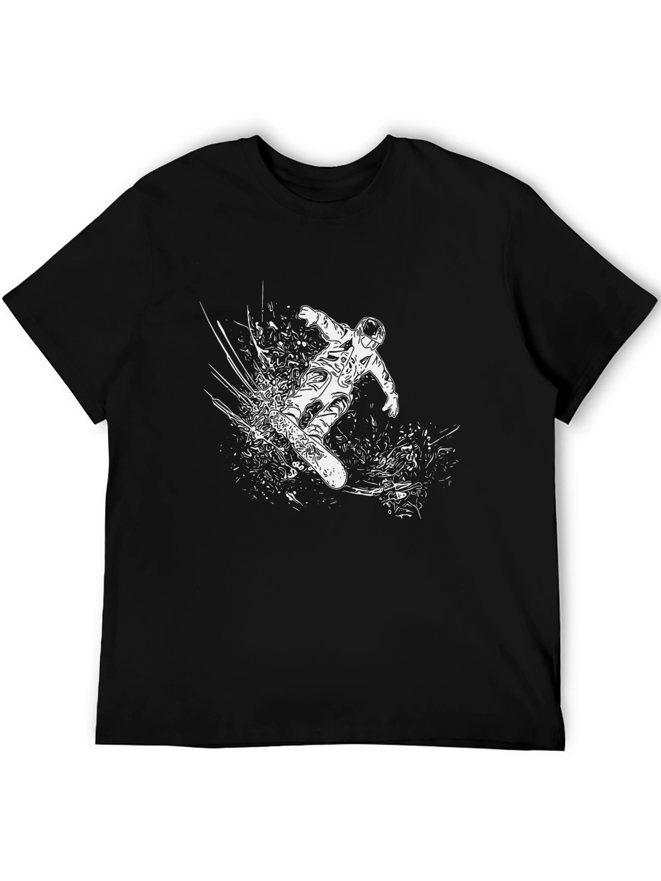 Snowboarder Graphic Tee - Black Cotton Blend T-Shirt