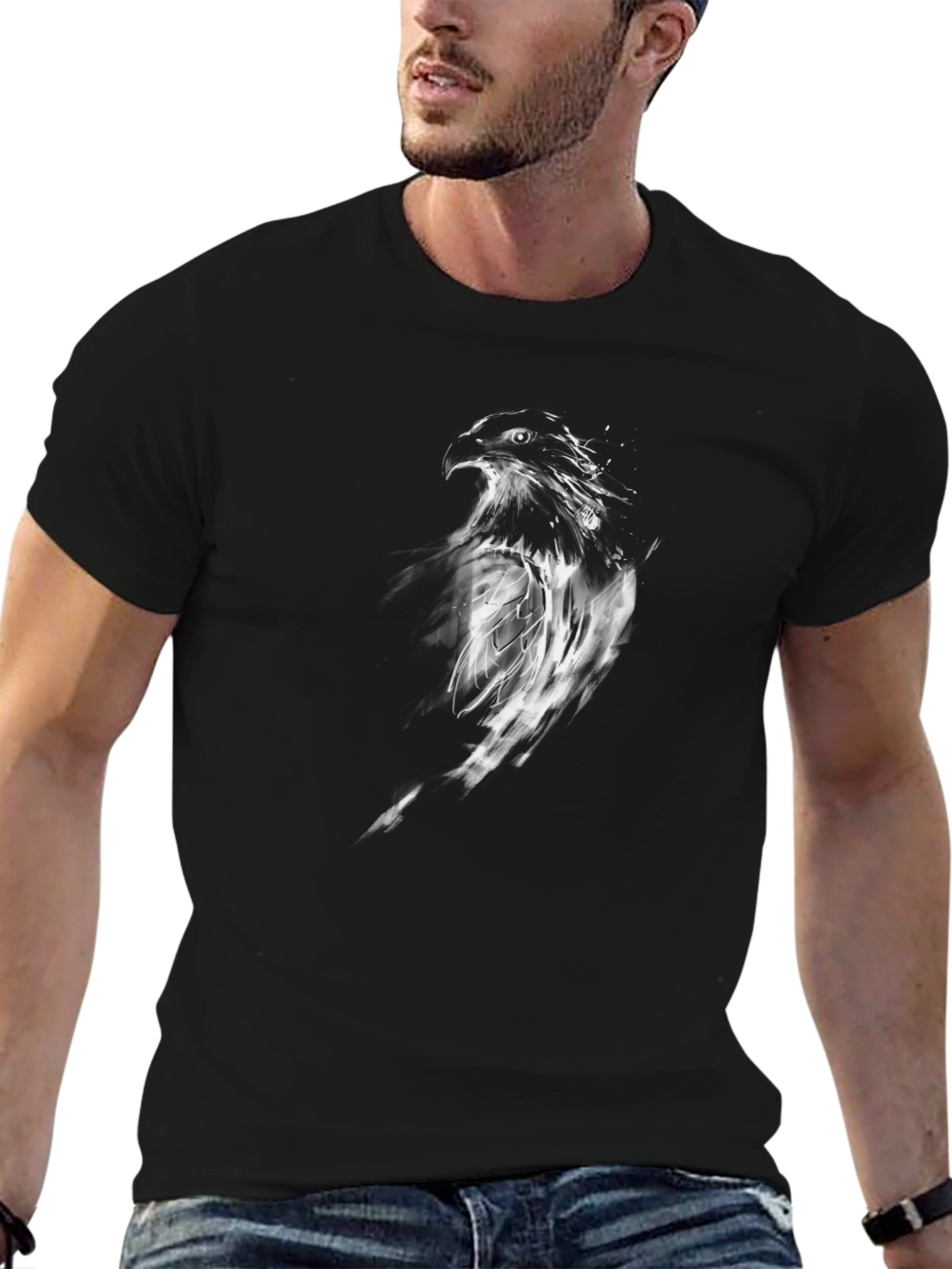 Black T-Shirt with Eagle Graphic