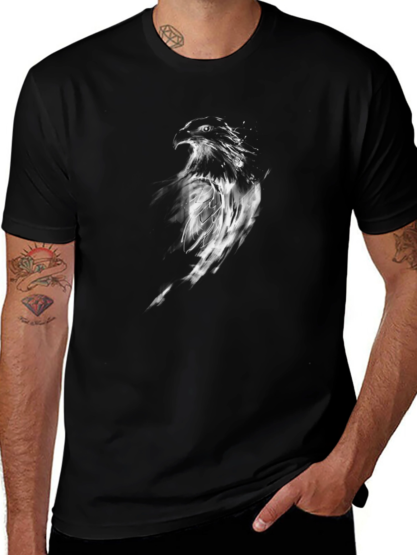 Black T-Shirt with Eagle Graphic