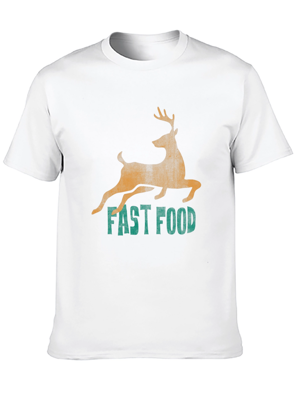 Fast Food Deer Graphic Tee - Black Casual T-Shirt