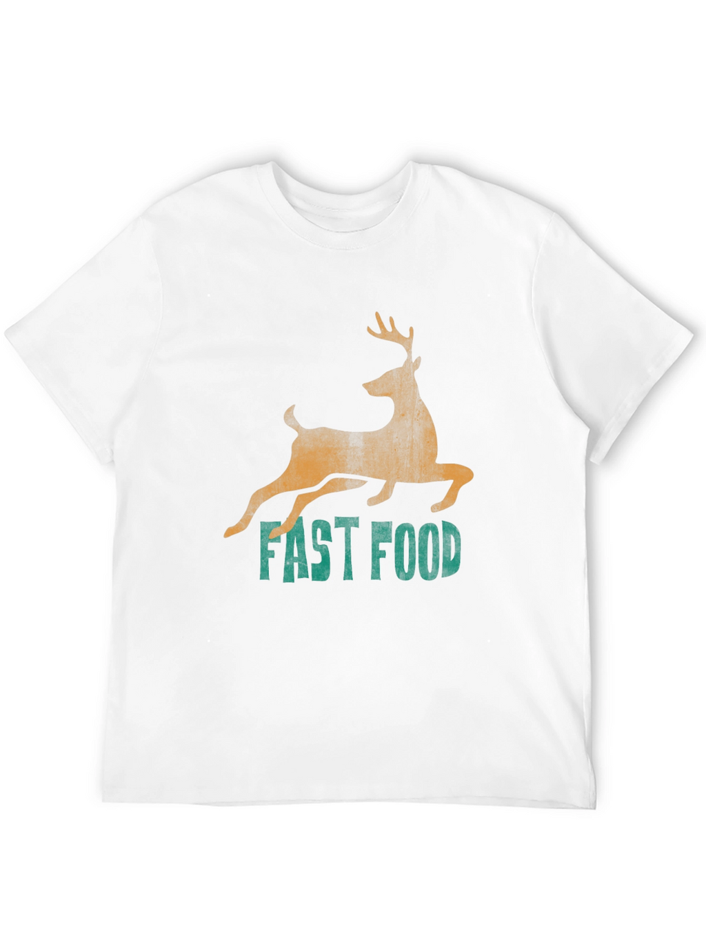 Fast Food Deer Graphic Tee - Black Casual T-Shirt
