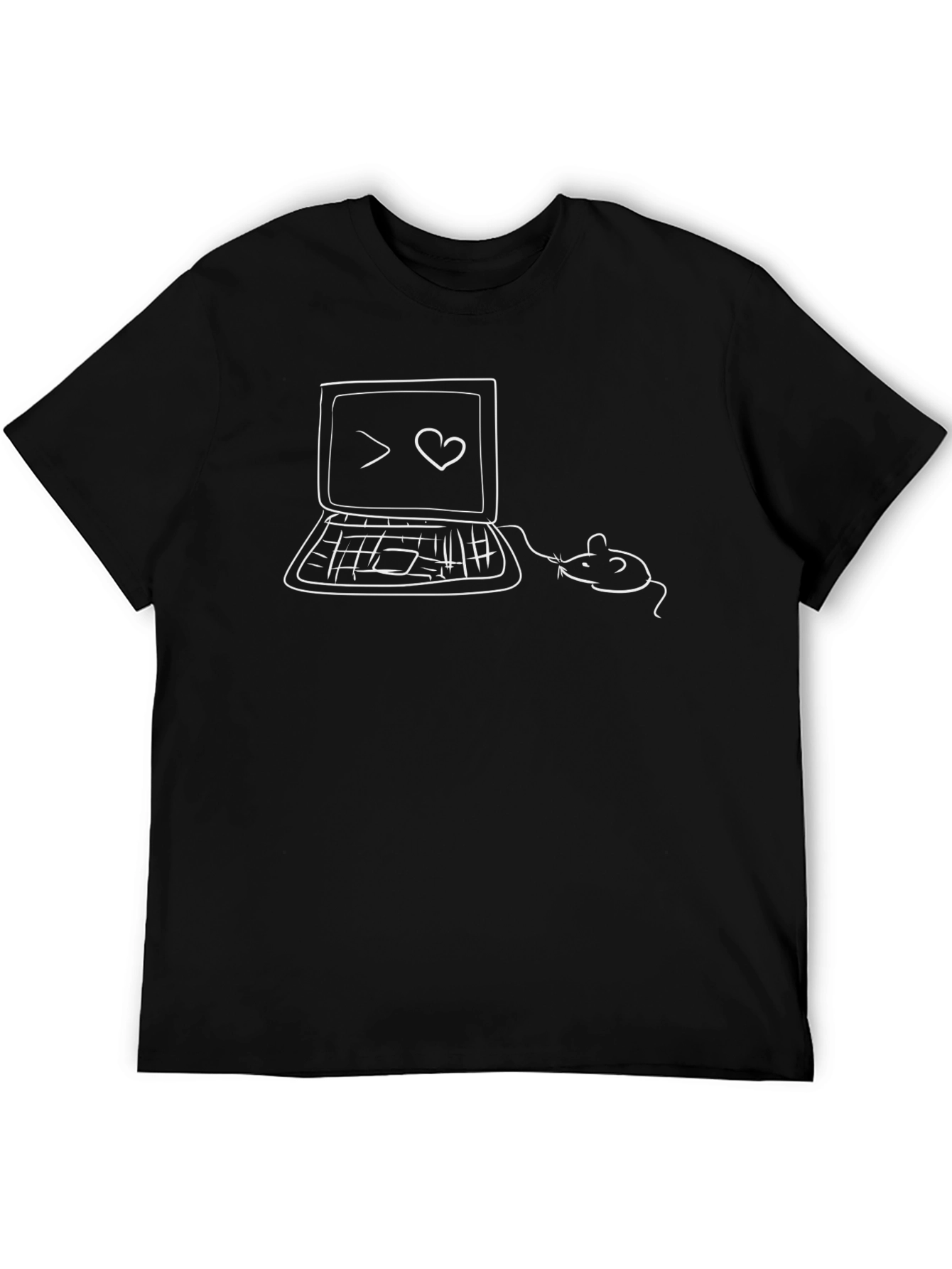 Black T-Shirt with Computer and Mouse Graphic