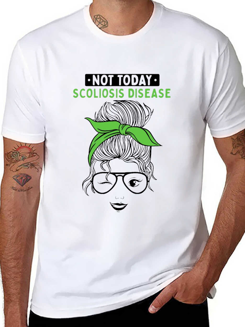 Scoliosis Awareness Messy Bun Graphic Tee