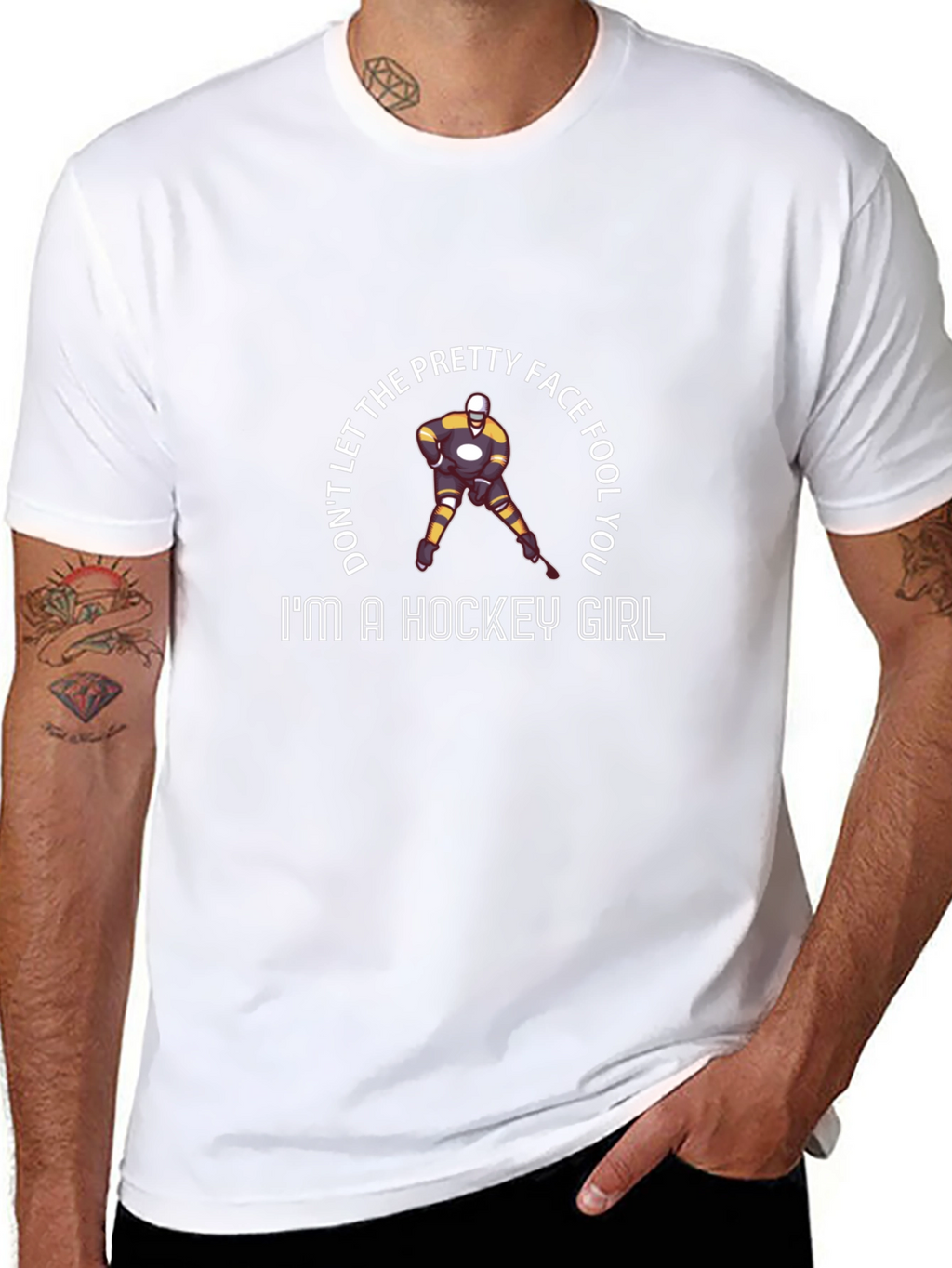 Hockey Girl Graphic T-Shirt - Pretty Face Fool You
