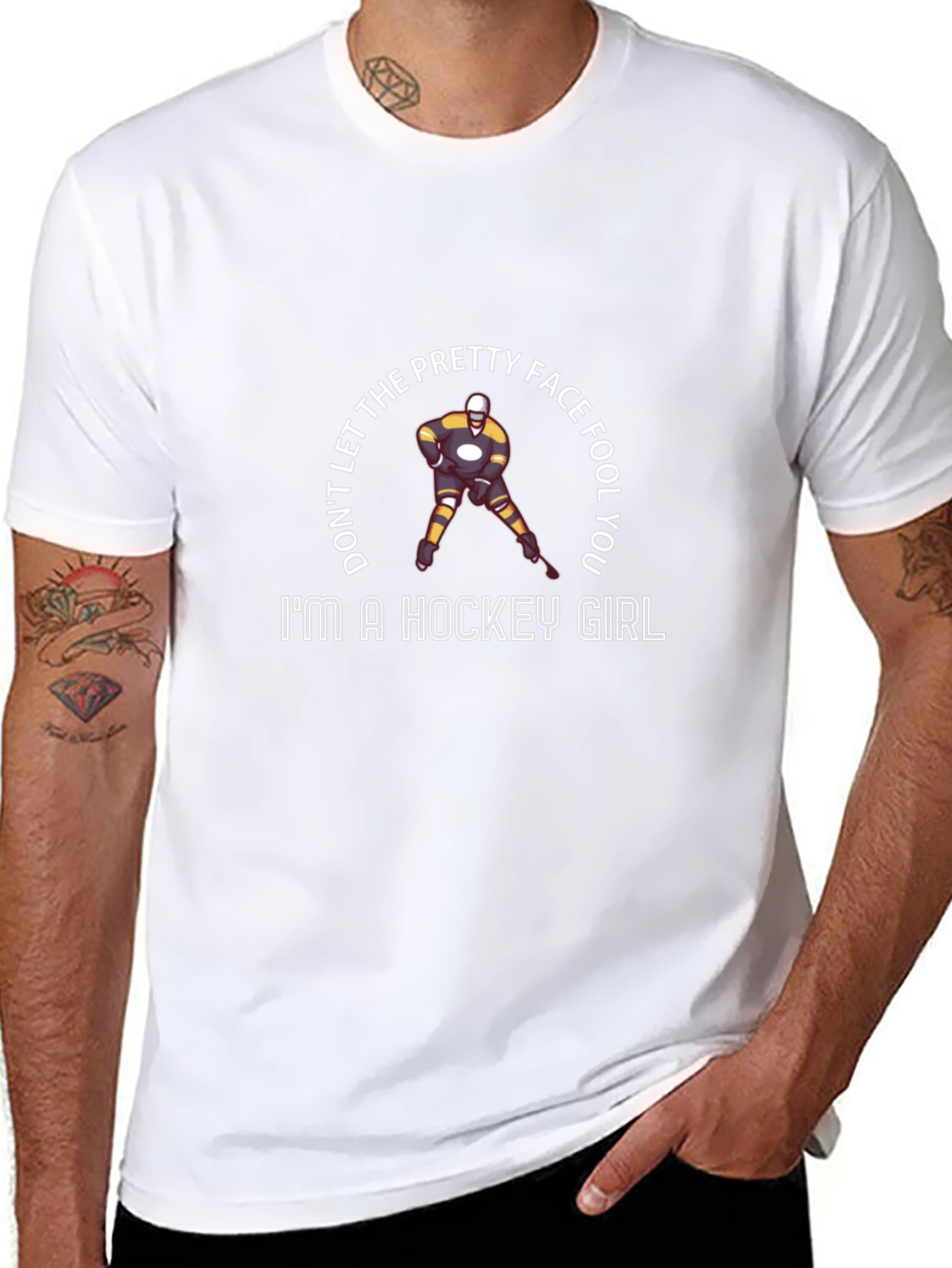 Hockey Girl Graphic T-Shirt - Pretty Face Fool You