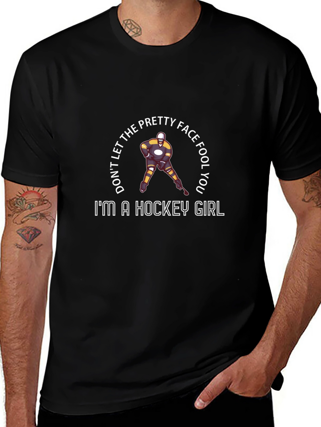 Hockey Girl Graphic T-Shirt - Pretty Face Fool You