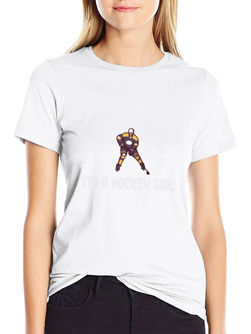 Hockey Girl Graphic T-Shirt - Pretty Face Fool You