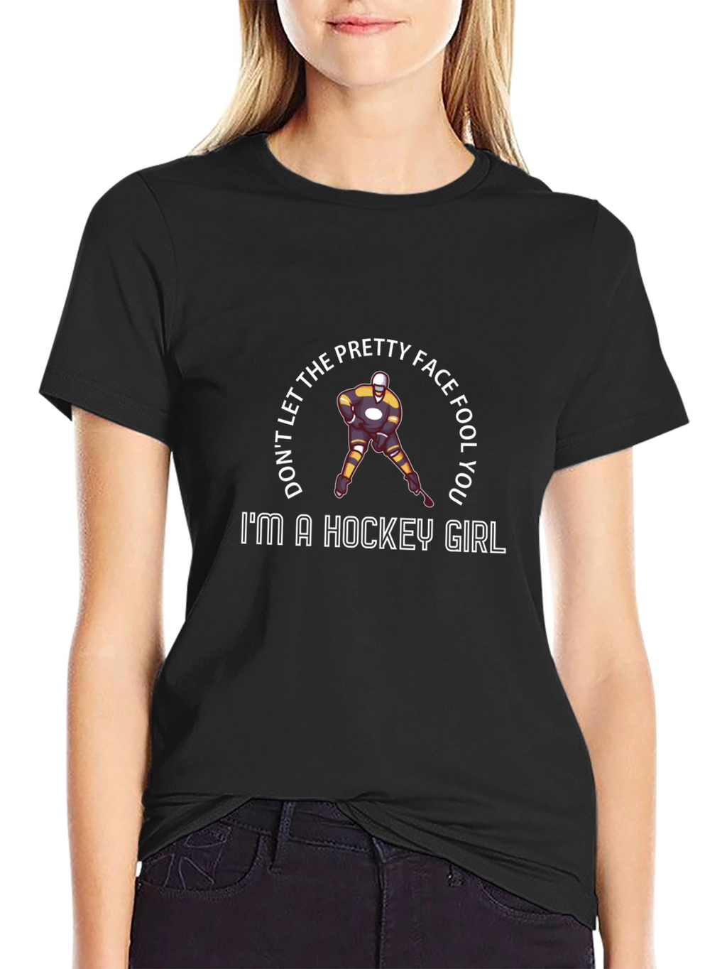 Hockey Girl Graphic T-Shirt - Pretty Face Fool You
