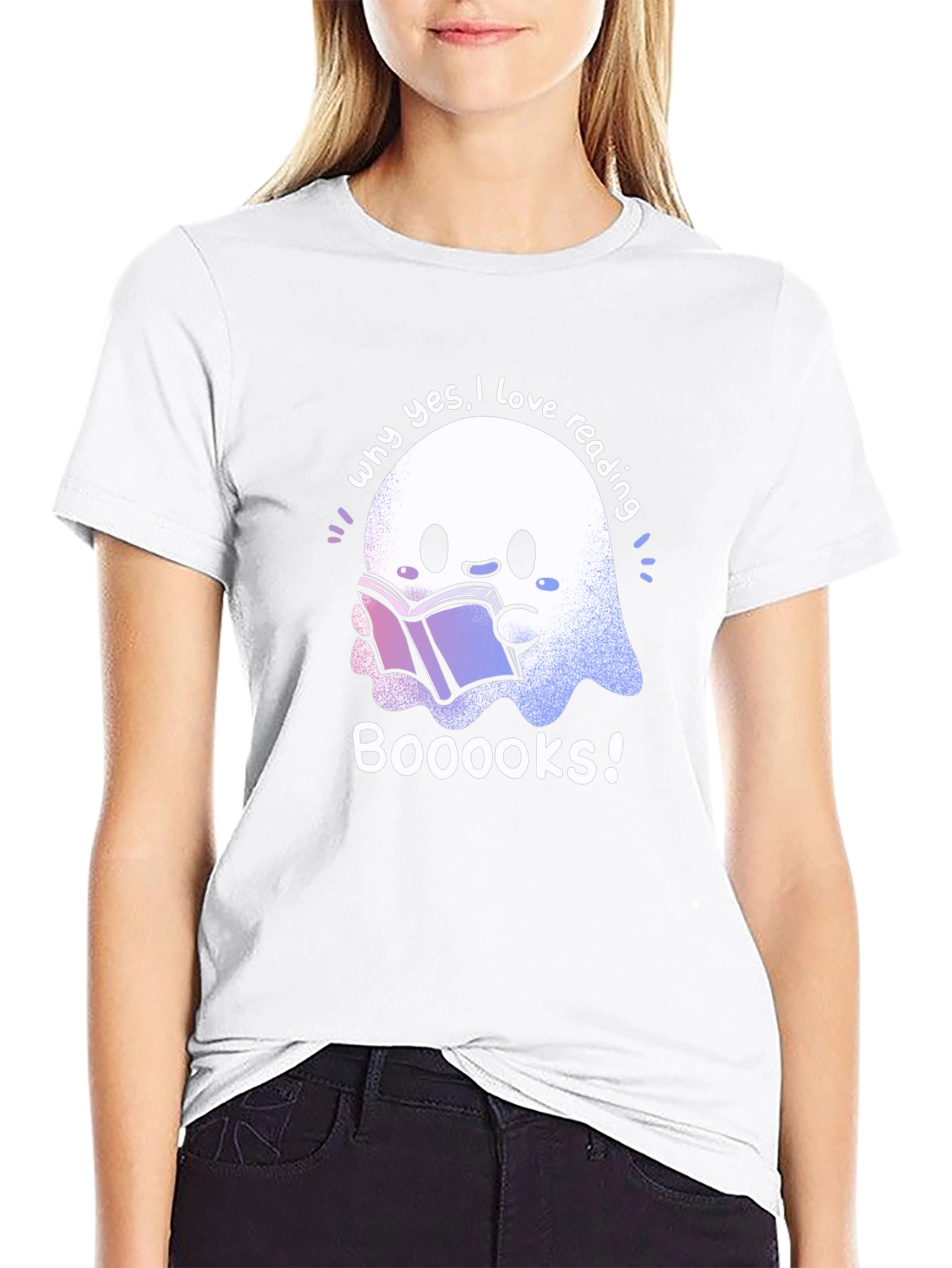 Cute Ghost Reading Books T-Shirt