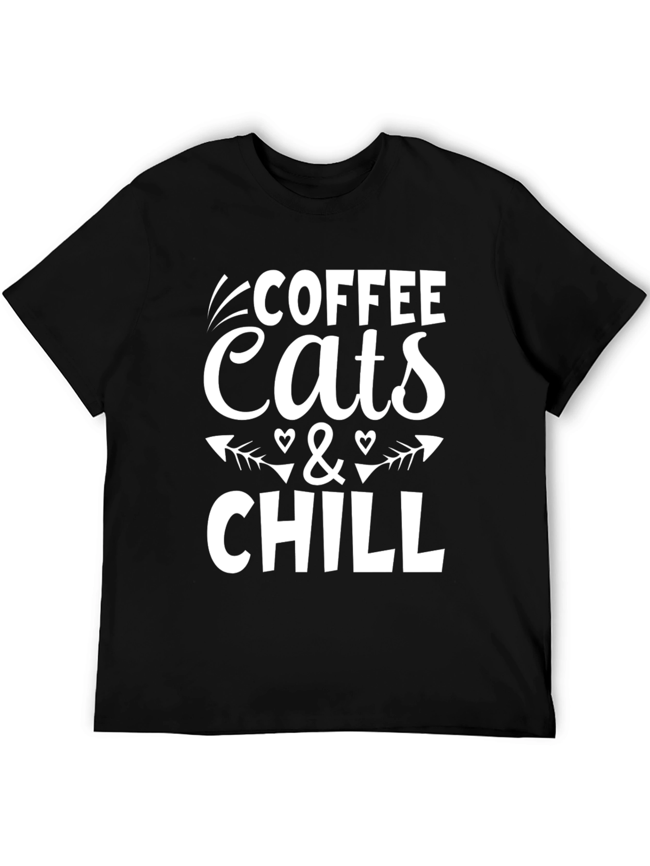 Coffee Cats & Chill Black Graphic T-Shirt