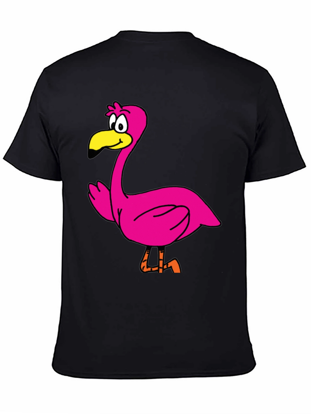 Cartoon Flamingo Graphic Tee - Black Unisex T-Shirt
