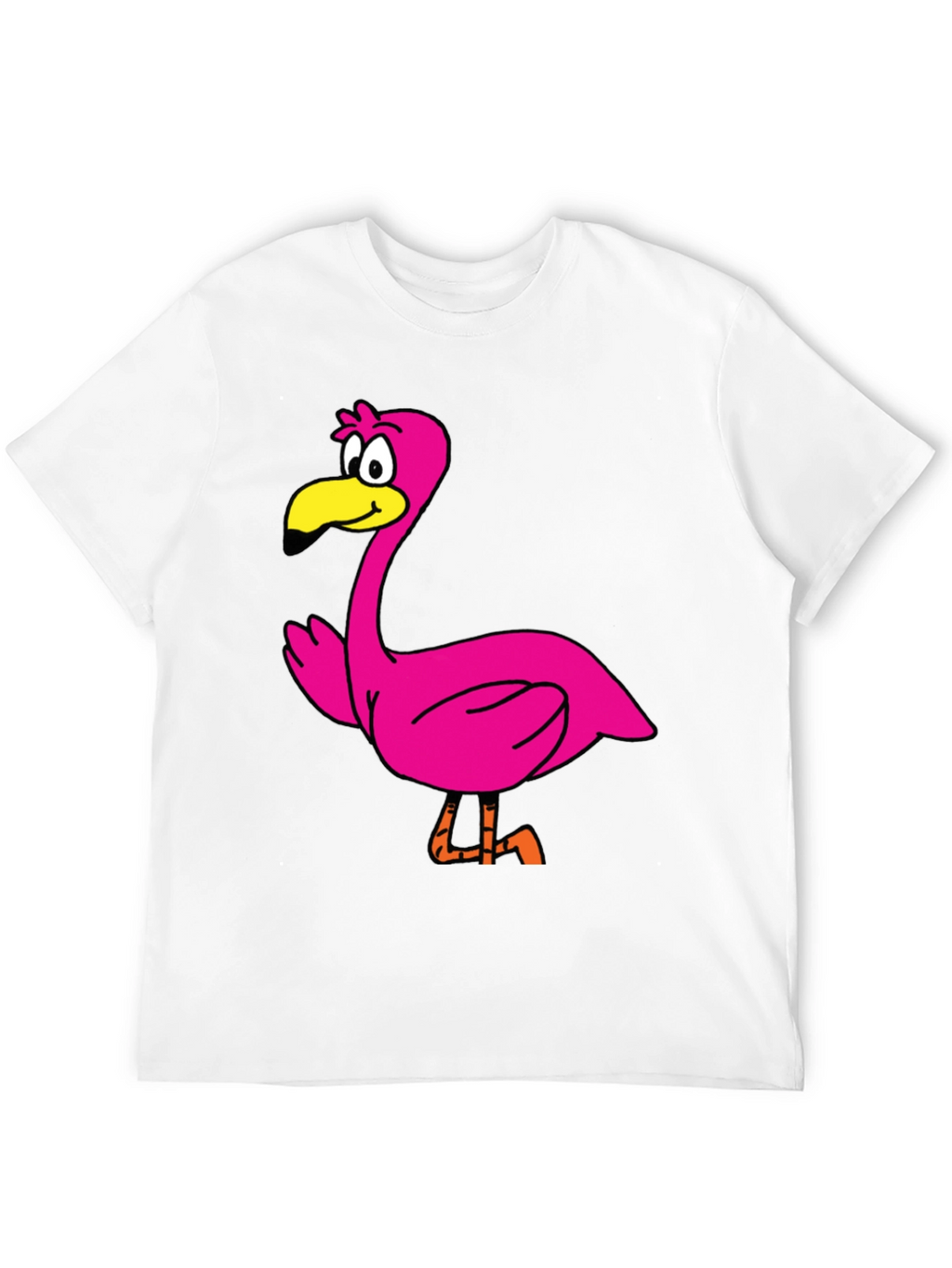 Cartoon Flamingo Graphic Tee - Black Unisex T-Shirt