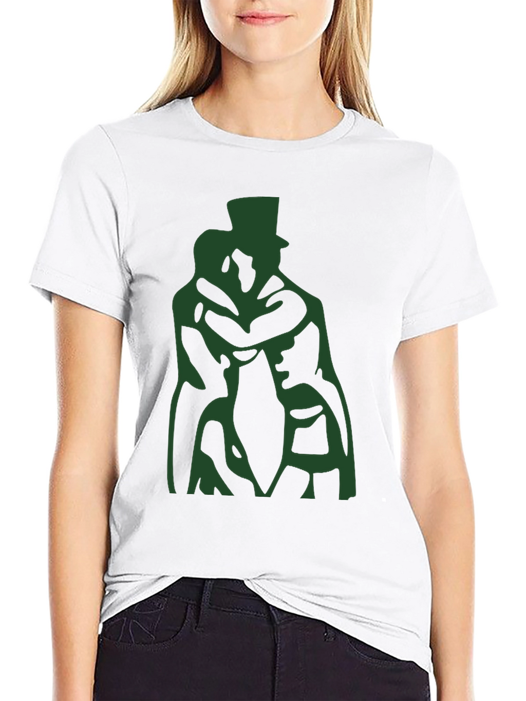 Black T-Shirt with Green Silhouette Design