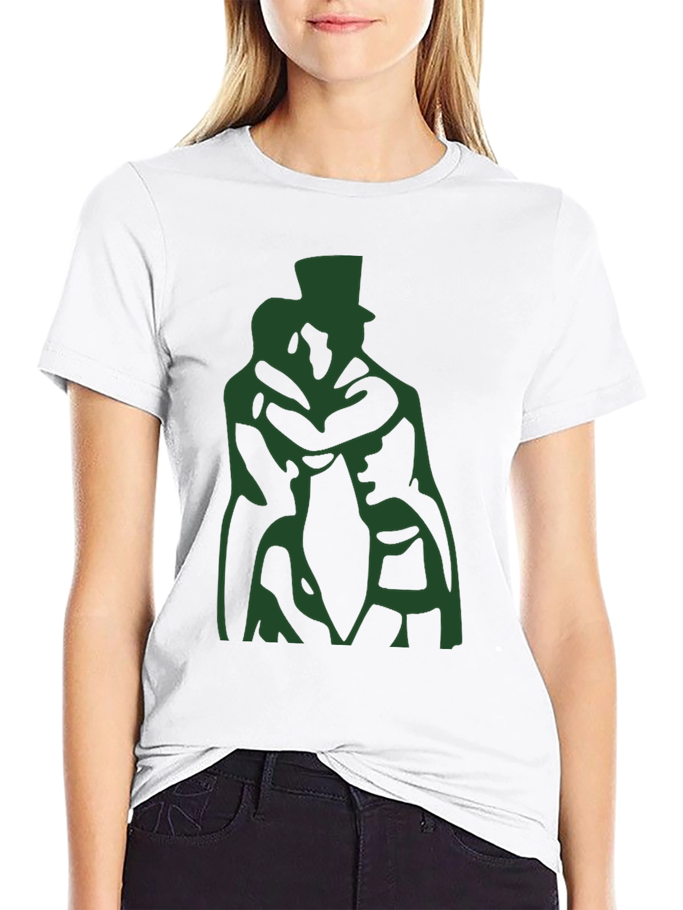 Black T-Shirt with Green Silhouette Design