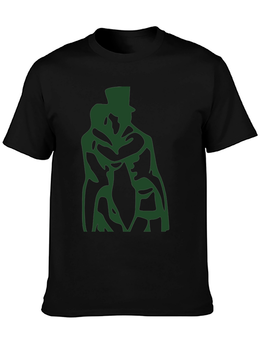 Black T-Shirt with Green Silhouette Design