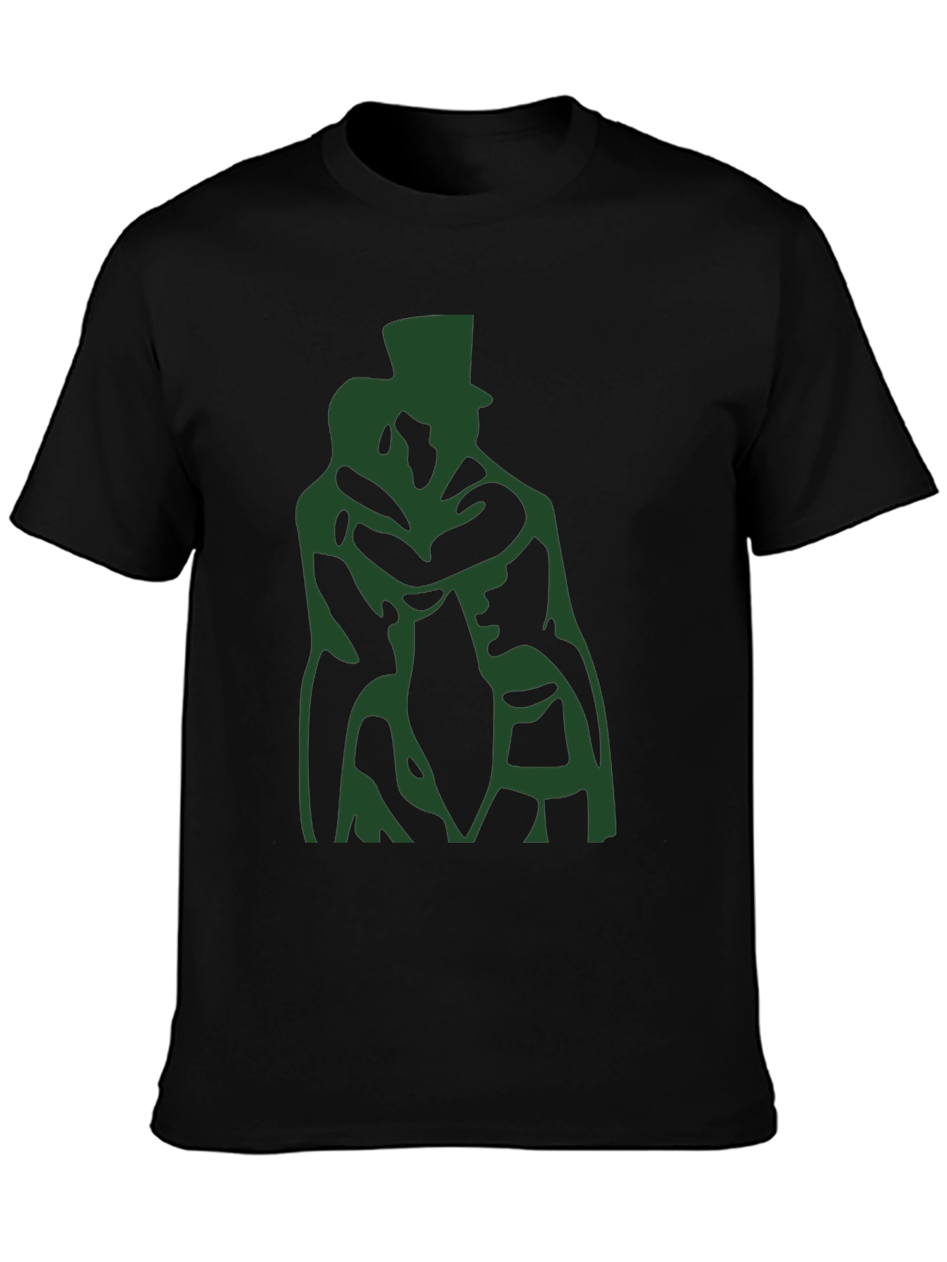 Black T-Shirt with Green Silhouette Design