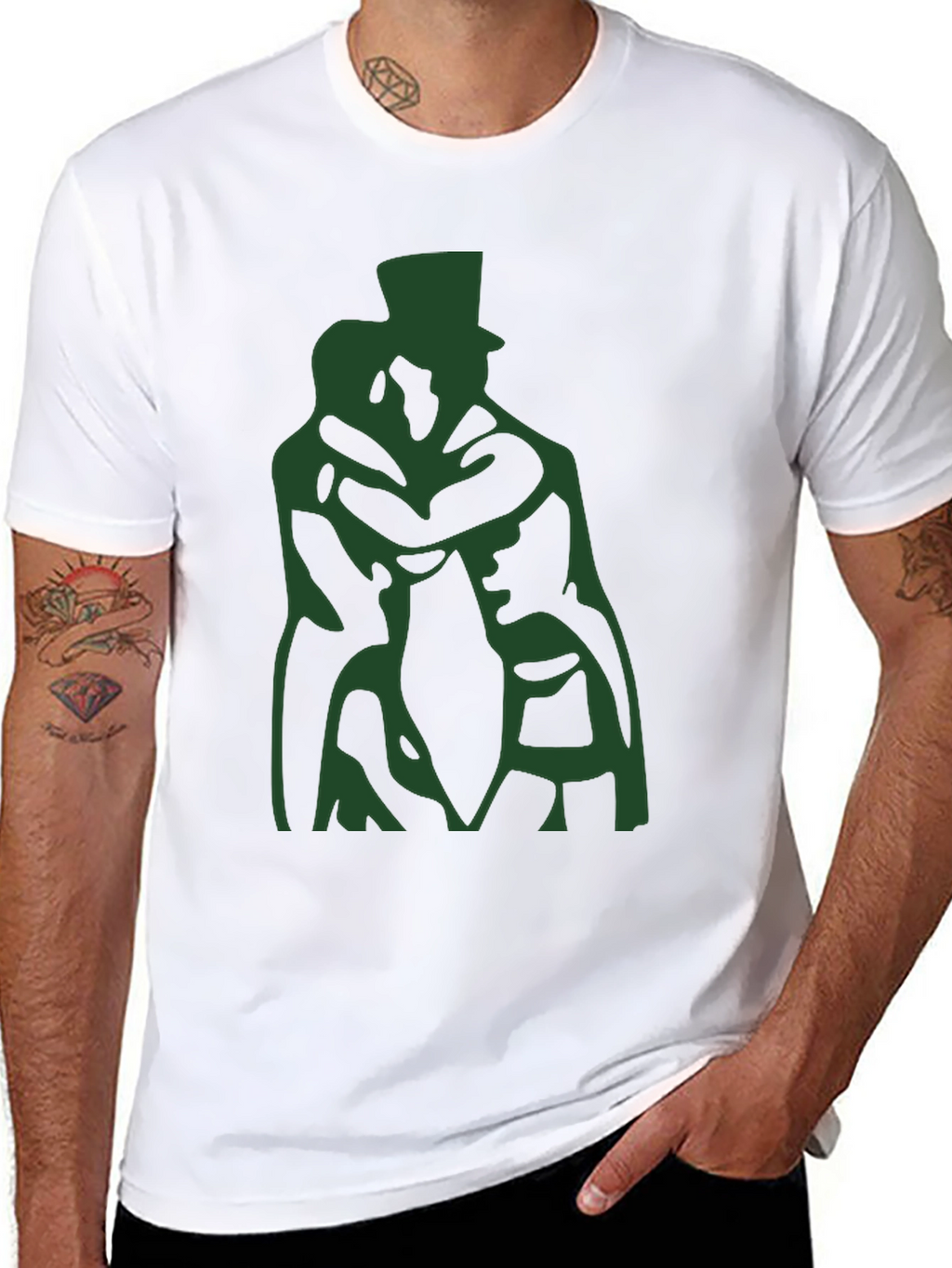Black T-Shirt with Green Silhouette Design