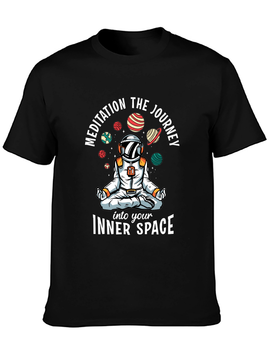 Meditating Astronaut Black T-Shirt