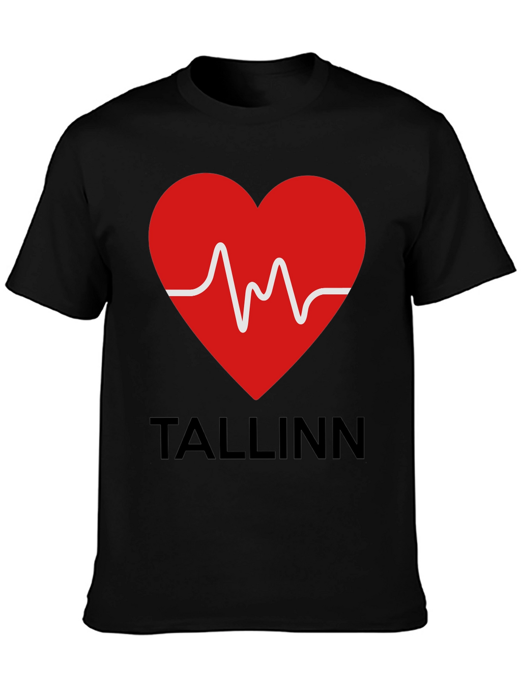 Tallinn Heartbeat Graphic T-Shirt - Black