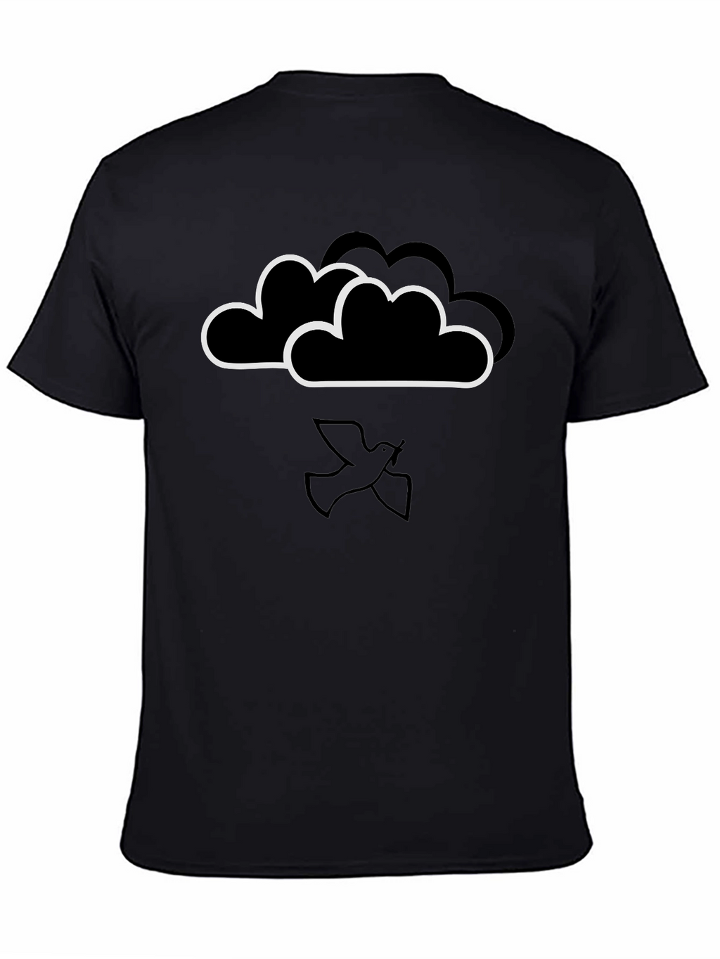 Cloud and Dove Graphic Black T-Shirt
