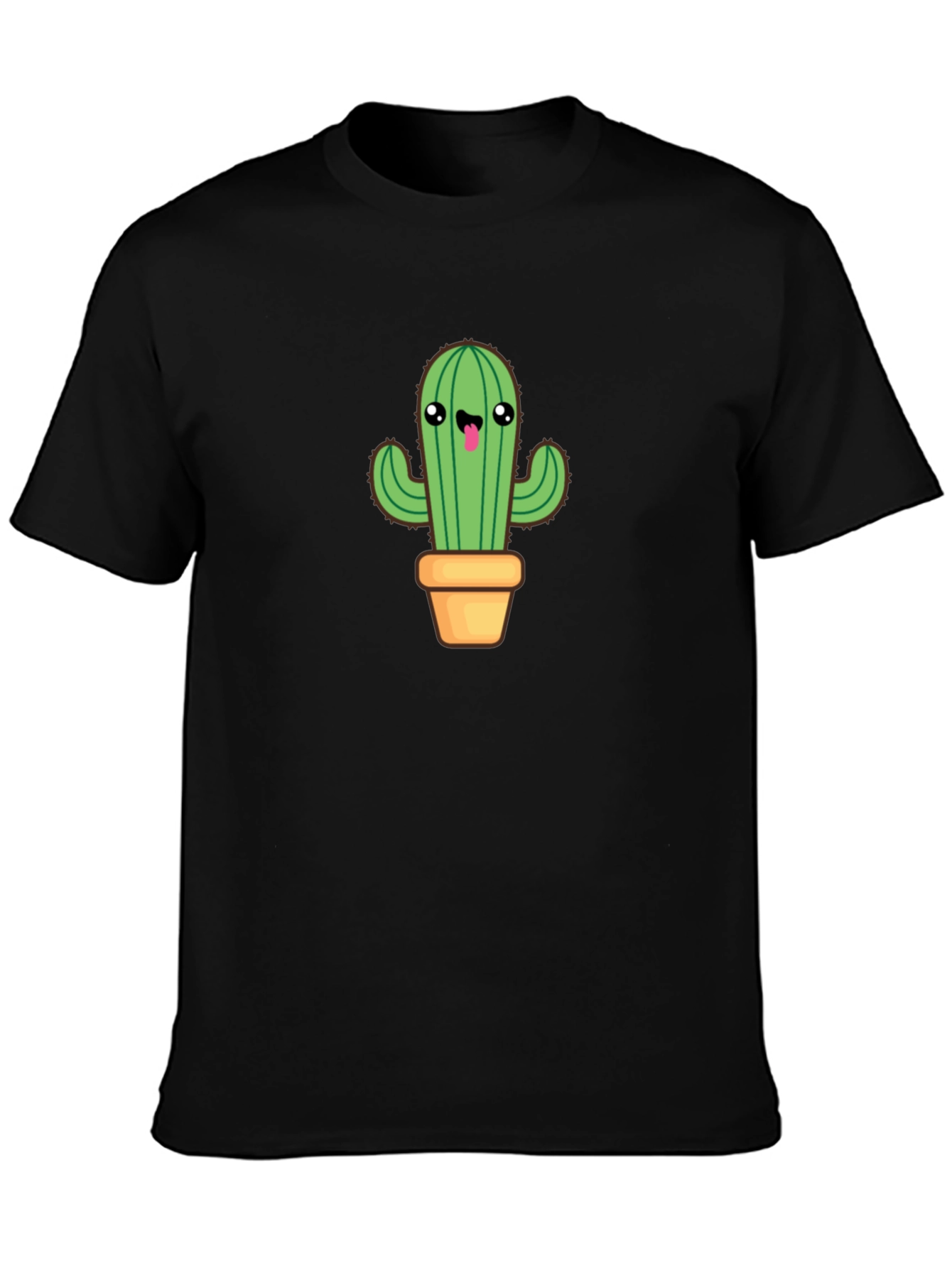 Cute Cactus Graphic Tee - Black Cotton Blend