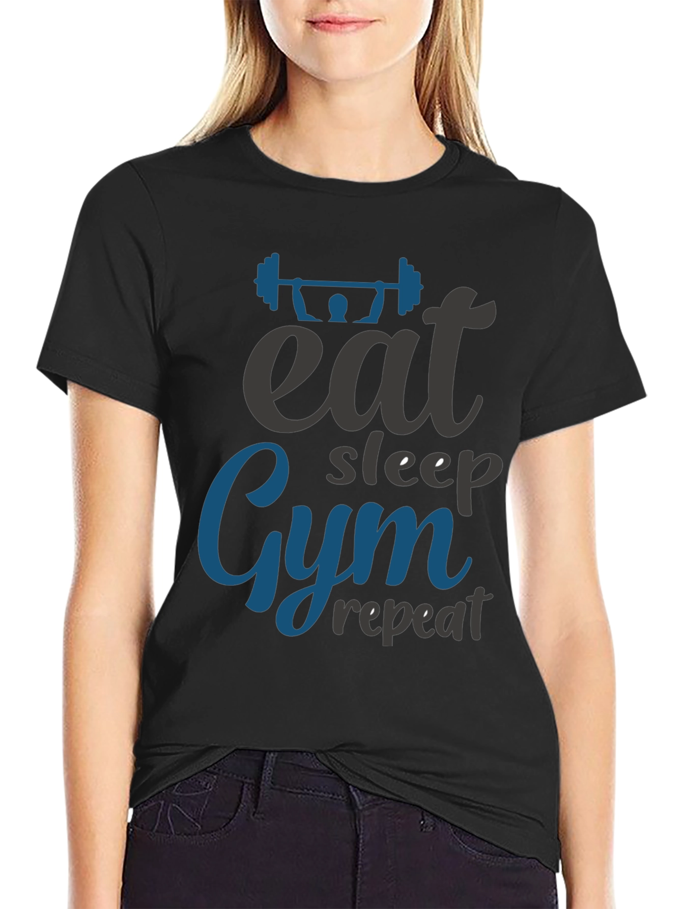 Eat Sleep Gym Repeat Graphic Tee - Fitness Lifestyle T-Shirt