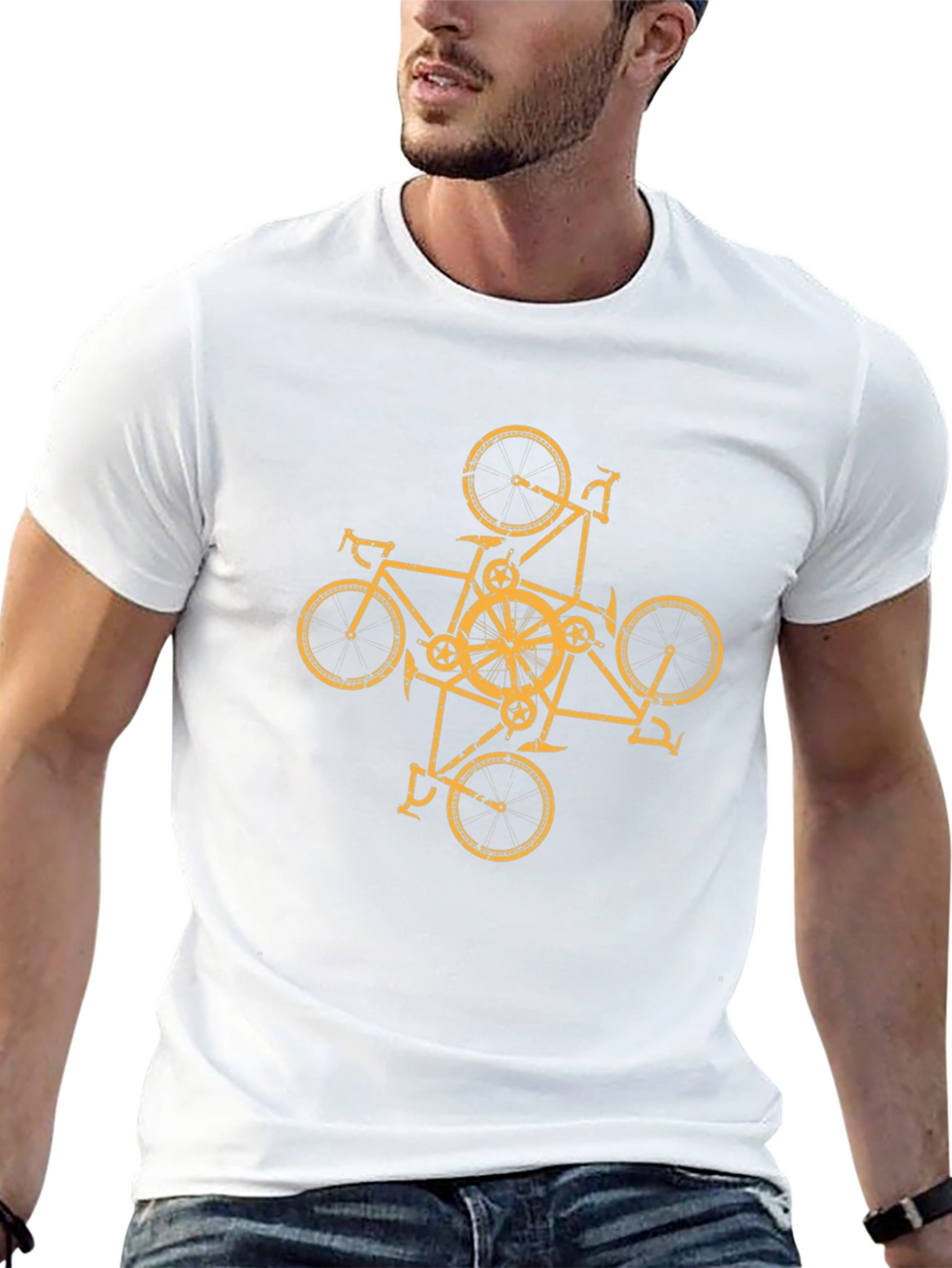 Bicycle Mandala Graphic Tee - Black Cotton Blend