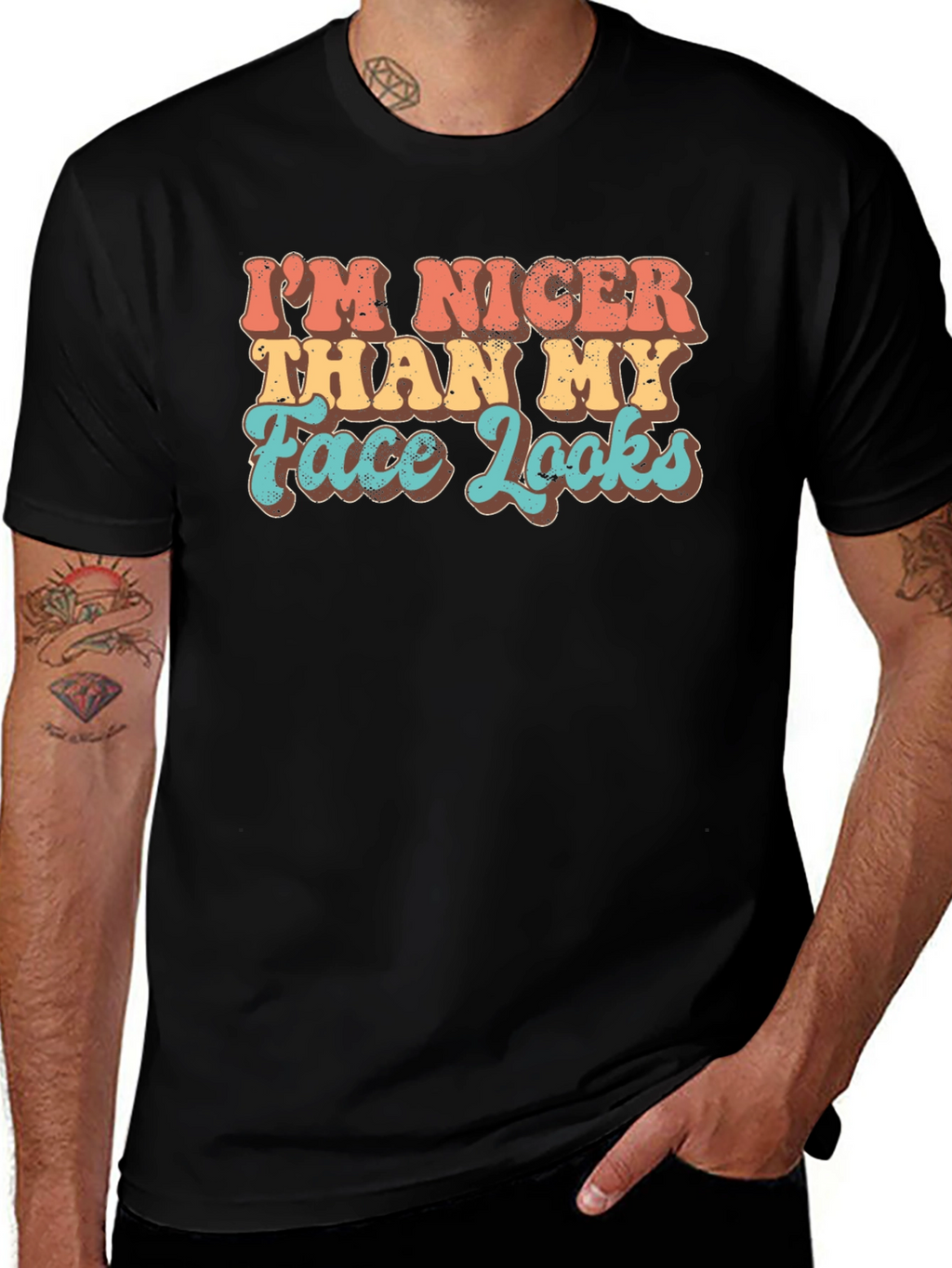 Funny Graphic Tee: Im Nicer Than My Face Looks